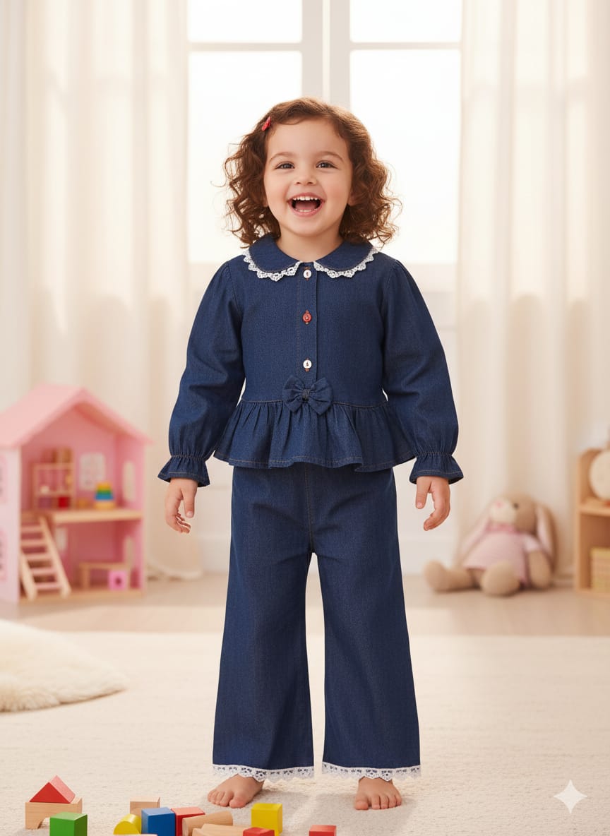 Little Blossom Denim Suit